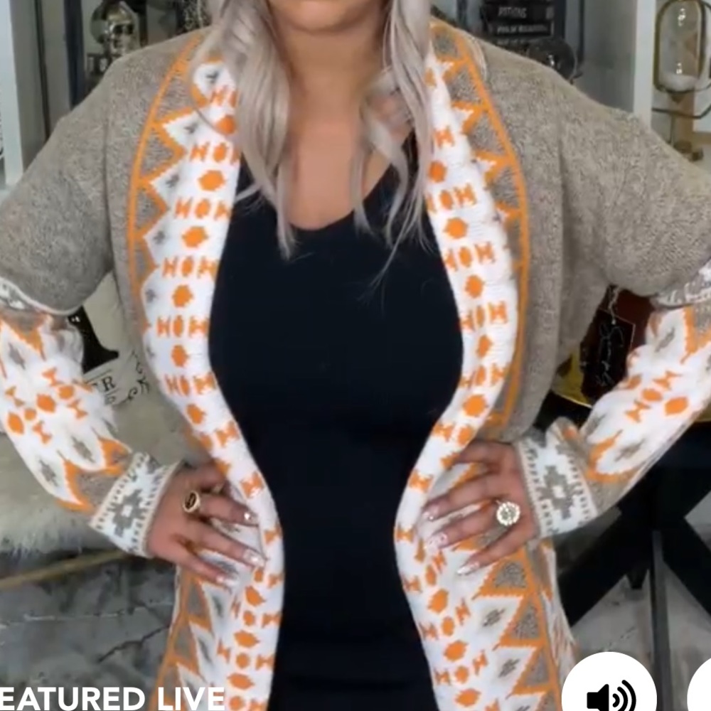 Shop impressions Aztec print cardigan. Medium - Picture 2 of 10